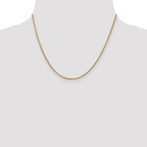 1.5mm 14k Yellow Gold Hollow Wheat Chain Necklace, 18 Inch - Picture 2 of 8